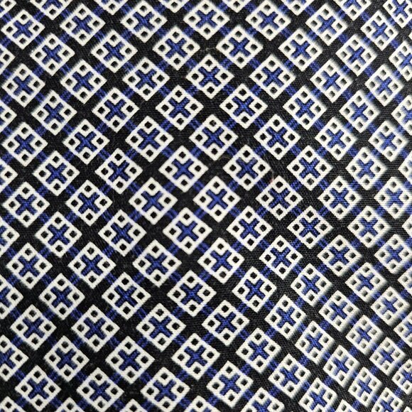 Katherine Barclay Geometric Pattern Cotton Black And Blue Ankle Chino Pants - Picture 8 of 9